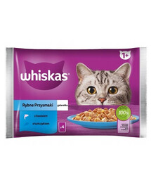 WHISKAS Rybie pochúťky s lososom a tuniakom v želé 4x85g