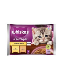 WHISKAS Pure Delight Junior Hydinové pochúťky s kuracím a morčacím mäsom 4x85g
