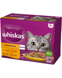 WHISKAS Hydinové hody kura, kačica, hydina, morka v želé 12x85g