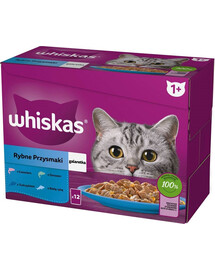 WHISKAS Rybie pochúťky biela ryba, treska, losos, tuniak v želé 12x85g