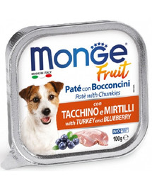 MONGE Fruit Dog Paštéta Morka a čučoriedky 100g