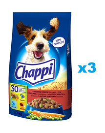 CHAPPI Suché krmivo s hovädzím mäsom 3x2,7kg pre dospelé psy