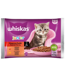 WHISKAS Junior klasické krmivo kuracie a hovädzie mäso v omáčke 4x85g