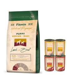 FITMIN Dog Medium Maxi Puppy Lamb&Beef 12 kg + 4 Konzervy ZADARMO