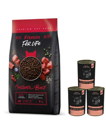 FITMIN Cat For Life Castrate Beef 8 kg + 3 konzervy ZADARMO