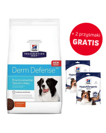 HILL'S Prescription Diet Canine Derm Defense 12 kg + 2x Hypoallergenic treats 220g
