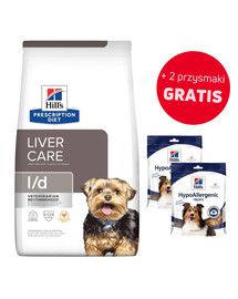 HILL'S Prescription Diet Canine l/d Liver Care 10 kg + 2x Hypoallergenic treats 220g