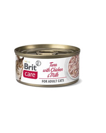 BRIT CARE Cat tuna with chicken 24 x 70 g tuniak s kuracím mäsom a mliekom pre mačky