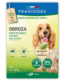 FRANCODEX Obojok odpudzujúci hmyz pre stredne veľké psy - ochrana 4 mesiace, 60 cm