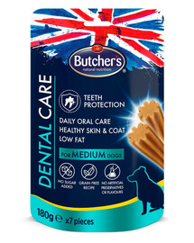 BUTCHER'S Dental Care for Medium Dogs Dentistic pochúťky pre psy stredných plemien 180g
