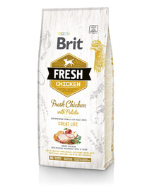 BRIT Fresh chicken with potato adult great life 2 x 12 kg + FLEXI New Comfort L Tape 8 m GRATIS