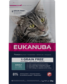 EUKANUBA Grain Free Adult Losos 2 kg pre dospelé mačky