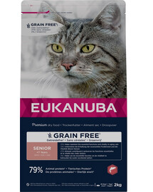 EUKANUBA Grain Free Senior Łosoś 2 kg pre staršie mačky