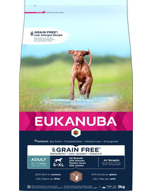 EUKANUBA Grain Free S-XL Adult Zverina  3 kg pre dospelé psy