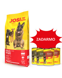 JOSERA JosiDog Agilo Sport 15 kg + 4 konzervy ZADARMO