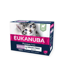 EUKANUBA Grain Free Kitten jahňacia paštéta pre mačiatka 12x85 g