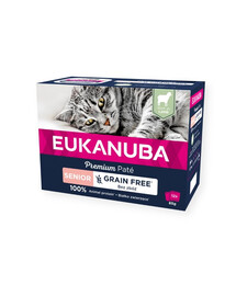 EUKANUBA Grain Free Senior jahňacia paštéta pre staršie mačky 12x85 g
