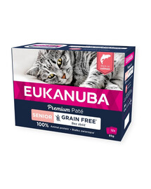 EUKANUBA Grain Free Senior lososová paštéta pre staršie mačky 12x85 g