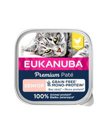 EUKANUBA Grain Free Senior monoproteínová kuracia paštéta pre staršie mačky 16x85 g