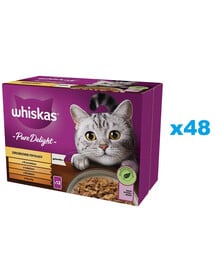 WHISKAS Adult kapsičky v želé pre mačky s kuracím, morčacím, hydinovým a kačacím mäsom 48x85g