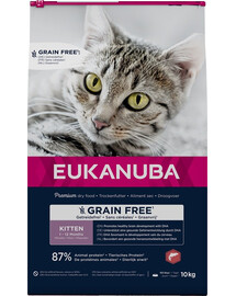 EUKANUBA Grain Free Kitten Losos 10 kg pre rastúce mačiatka