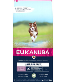 EUKANUBA Grain Free S/M Puppy Jahňacie mäso 12 kg pre malé a stredné plemená