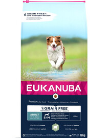 EUKANUBA Grain Free S/M Adult Jahňacie mäso 12 kg pre dospelých malých a stredne veľkých psov