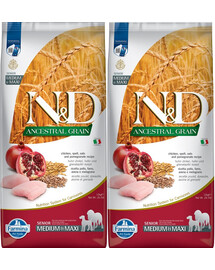 Farmina N & D Low Grain Dog Senior Med & Maxi Chicken & Pomegranate 12 kg [CLONE]