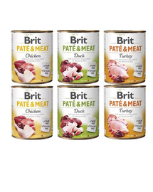 BRIT Pate&Meat Mix príchutí s hydinou 6x800 g
