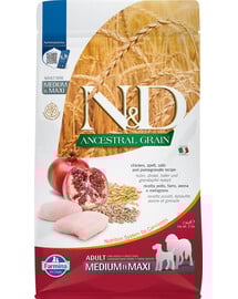 FARMINA N&D Ancestral Grain dog Adult Medium Krmivo pre psov kura & granátové jablko 2,5 kg
