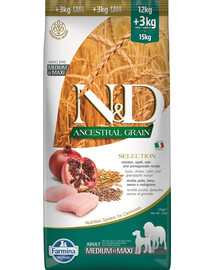 N&D Ancestral Selection medium & maxi Krmivo pre psa  s kuracím mäsom a granátovým jablkom 15 kg