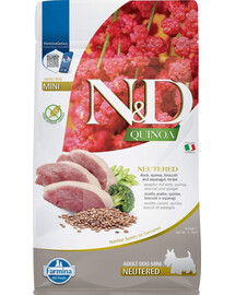 N&D Quinoa Dog Duck, Broccoli & Asparagus Neuterad Adult Mini 800g