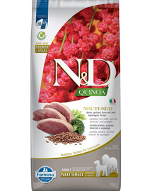N&D Quinoa Dog Neutred Adult Medium & Maxi Granule pre psy po kastrácii kačica, brokolica a špargľa 12 kg