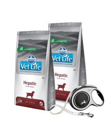 FARMINA Vet Life Dog Hepatic 2 x 12kg + FLEXI New Comfort L Tape 8 m ZADARMO