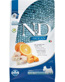 N&D Ocean dog Adult mini Grnule pre psov s treskou, tekvicou a pomarančom  2,5 kg