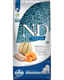 FARMINA N&D Ocean Dog Puppy Maxi Granule pre šteňatá a gravidné sučky treska, tekvica a melón 12 kg