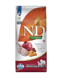 FARMINA N&D Quail Pumpkin & Pomegranate Adult Medium & Maxi suché krmivo pre psov 12 kg