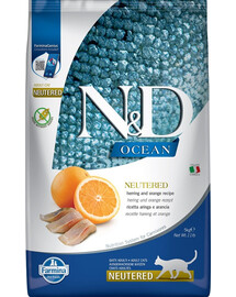 FARMINA N&D Ocean Cat Granule pre mačky po kastrácii sleď a pomaranč 5 kg