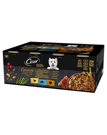 CESAR Natural Goodness Casserole 12x400 g s kuracím mäsom, s bielou rybou, s morčacím mäsom v omáčke s celozrnnými obilninami pre dospelých psov