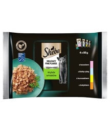 SHEBA  jemné vločky v želé pre mačky 4 x 85 g