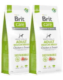 BRIT Care Sustainable Adult Medium Breed z kurczakiem i insektami 2 x 12 kg