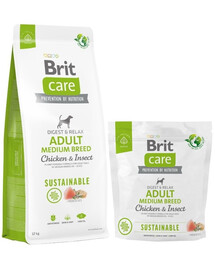 BRIT Care Sustainable Adult Medium Breed z kurczakiem i insektami 12+2 kg + 1 kg GRATIS