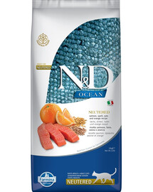 FARMINA N&D Ocean Adult Cat Neutered 10 kg losos, špalda, ovos a pomaranč