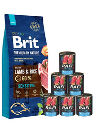 BRIT Premium By Nature Sensitive Lamb 15 kg + mokré krmivo z jahňacieho mäsa 6x400 g