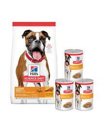 HILL'S Science Plan Adult Light Medium breed 14 kg + 3 konzervy ZADARMO