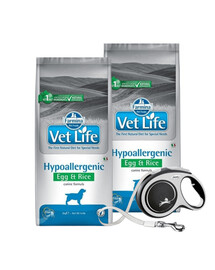 FARMINA Vet Life Hypoallergenic Egg & Rice dog 2x12 kg + FLEXI New Comfort L Vodítko 8m ZADARMO