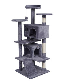Drapak z domkami dla kota 130 cm szaro-niebieski