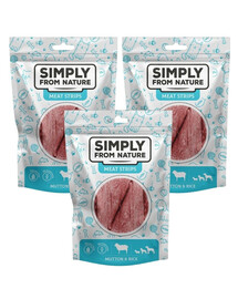 SIMPLY FROM NATURE Meat Strips Baranie stripsy s ryžou pre psov 3x80 g