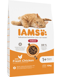 For Vitality Indoor sucha karma z kurczakiem dla dorosłych kotów przebywających w domu 10 kg