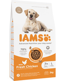 IAMS For Vitality Senior Granule pre starších psov veľkých plemien s kuracím mäsom 3 kg